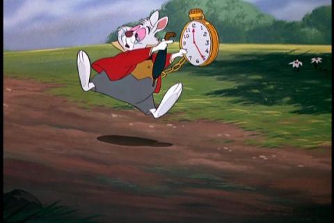 white rabbit in a hurry